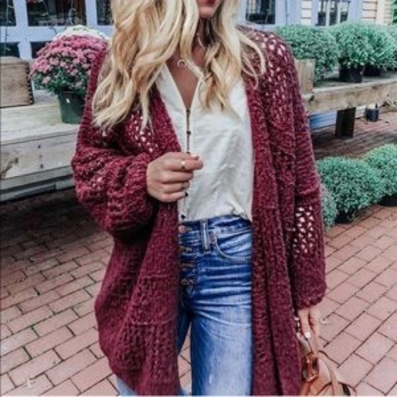 Free People Sweaters - NWT Free People Saturday Morning Cardi Wine XS/S